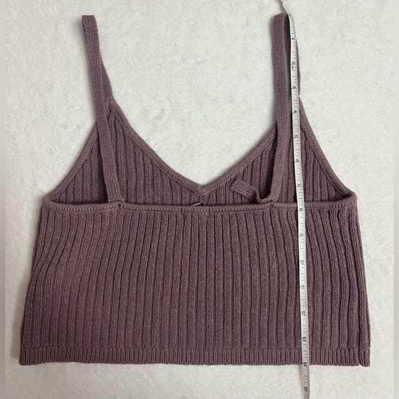 Wild Fable size medium knit ribbed crop tank top adjustable straps in purple - Picture 6 of 7